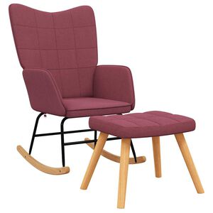 vidaXL Cadeira de baloi&ccedil;o com banco tecido vermelho tinto