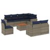vidaXL 9 pcs conjunto sof&aacute;s p/ jardim c/ almofad&otilde;es vime PE cinzento
