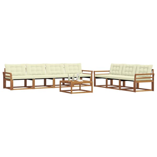 vidaXL Conjunto de Sof&aacute;s para Exterior 8 pcs Natural e Creme