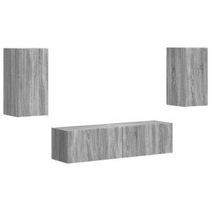 vidaXL Conjunto de m&oacute;vel de TV 4 pcs Cinza Sonoma Madeira processada