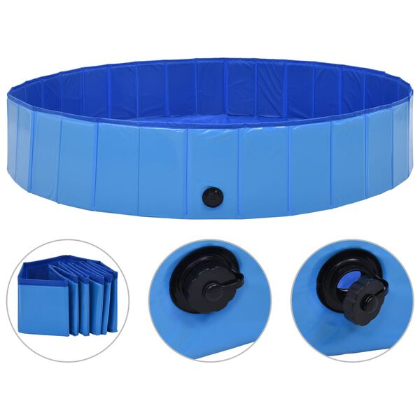 vidaXL Piscina para c&atilde;es dobr&aacute;vel 160x30 cm PVC azul