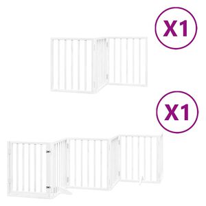 vidaXL Port&atilde;o p/ c&atilde;es com porta dobr&aacute;vel 9 pain&eacute;is 450 cm &aacute;lamo branco