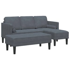 vidaXL Conjunto de Sof&aacute;s 2 unid. Cinza Escuro Poli&eacute;ster