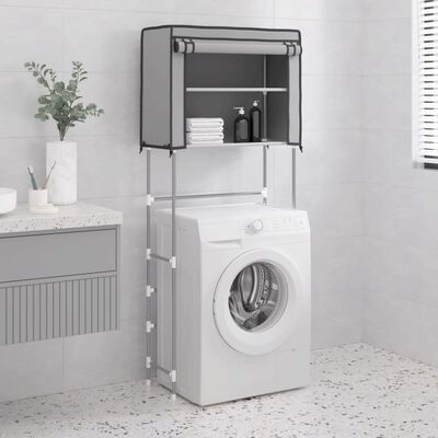 vidaXL Estante máquina lavar roupa 71x29,5x170,5cm 2 prat. ferro cinza