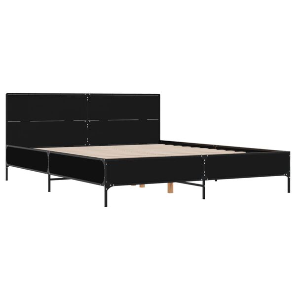vidaXL Estrutura de cama 120x200 cm derivados de madeira/metal preto