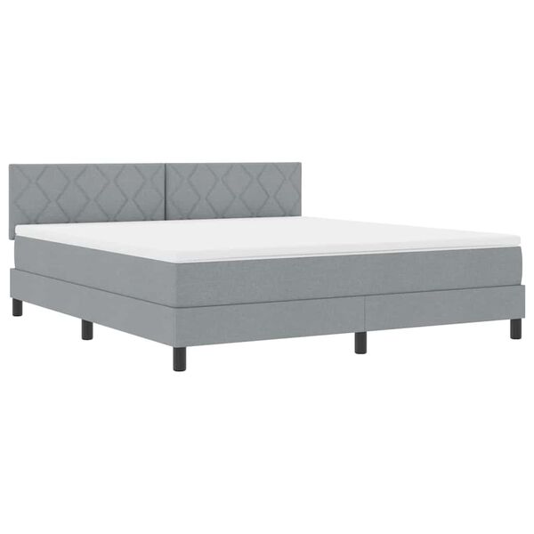 vidaXL Cama Box com colch&atilde;o Cinzento-claro 180 x 200 cm tecido