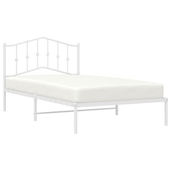 vidaXL Estrutura de cama em metal com cabeceira 107x203 cm branco
