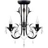 vidaXL Candelabro metal com contas de cristal, preto, 3 x E14 l&acirc;mpadas
