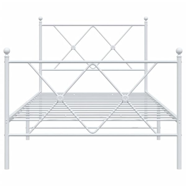 vidaXL Estrutura de cama com cabeceira e pés 90x200 cm metal branco