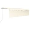 vidaXL Toldo autom&aacute;tico com estore/LED/sensor de vento 5x3 m cor creme