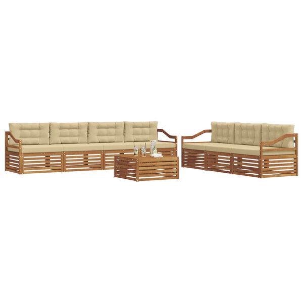 vidaXL Conjunto de Sof&aacute;s para Exterior 8 pcs Natural e Bege