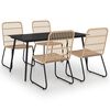 vidaXL 5 pcs conjunto de jantar para exterior vime PE e vidro