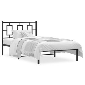 vidaXL Estrutura de cama com cabeceira 100x190 cm metal preto