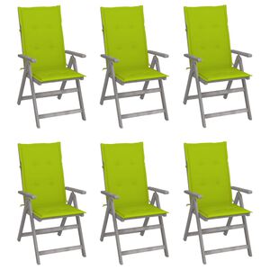 vidaXL Cadeiras jardim reclin&aacute;veis c/ almofad&otilde;es 6 pcs ac&aacute;cia maci&ccedil;a