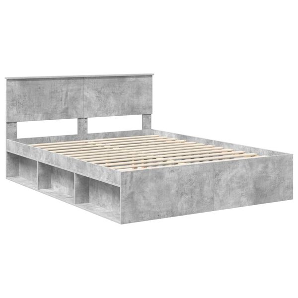 vidaXL Estrutura da Cama com cabeceira Cinza Concreto 150 x 200 cm
