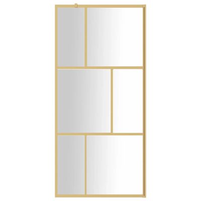 vidaXL Divisória de chuveiro 90x195 cm vidro transparente ESG dourado