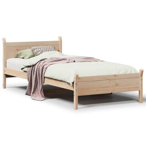 vidaXL Cama sem colch&atilde;o 75x190 cm madeira de pinho maci&ccedil;a