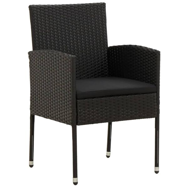 vidaXL 7 pcs Conjunto de jantar p/ exterior vime PE preto