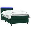 vidaXL Cama box spring c/ colch&atilde;o e LED 90x220 cm veludo verde-escuro