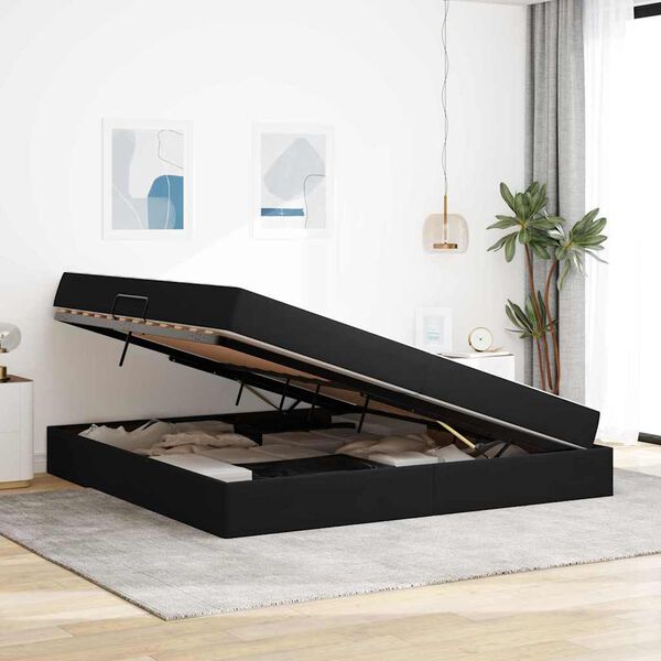 vidaXL Cama com arruma&ccedil;&atilde;o e colch&atilde;o Preto 200 x 200 cm Veludo