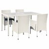 vidaXL 5 pcs conjunto de jantar exterior c/ almofad&otilde;es vime PE branco