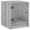 vidaXL Mesa de cabeceira c/ porta de vidro 35x37x42 cm cinzento sonoma