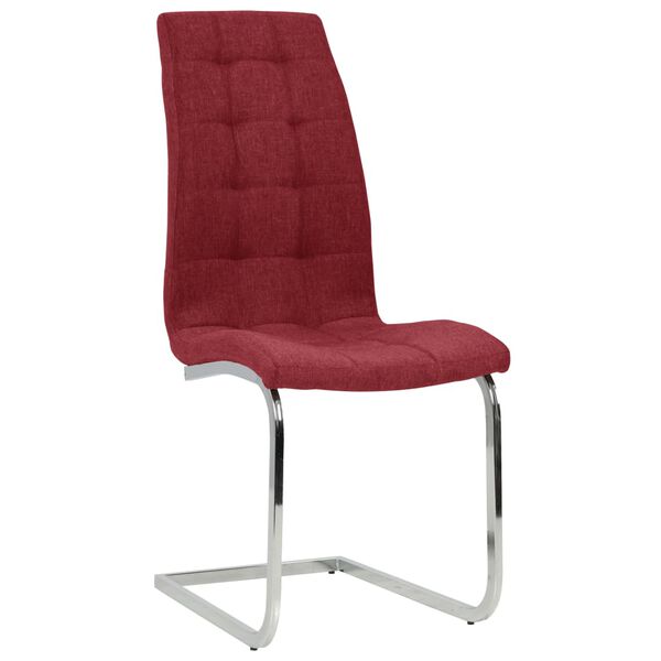 vidaXL Cadeiras de jantar cantilever 2 pcs tecido vermelho tinto