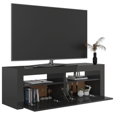 vidaXL Móvel de TV com luzes LED 120x35x40 cm cinzento brilhante