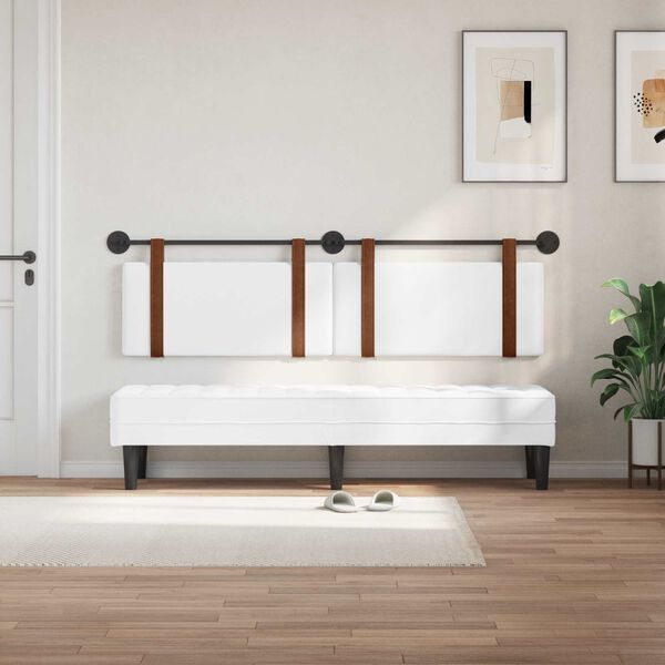 vidaXL Cabeceira Suspensa Liso Branco 170 x 55 x 5 cm PU Antigo