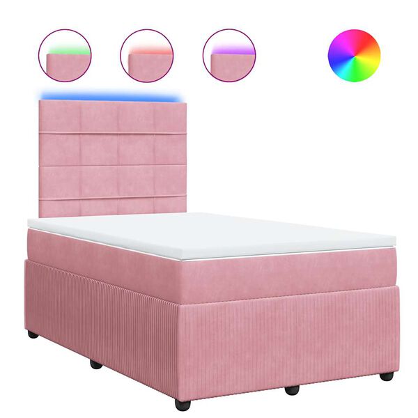 vidaXL Cama boxspring com colch&atilde;o 120x190 cm veludo rosa