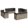 vidaXL 12 pcs conj. sof&aacute;s jardim com almofad&otilde;es vime PE cinzento-claro