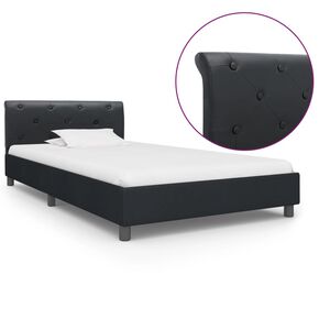 vidaXL Estrutura de cama 100x200 cm couro artificial preto