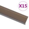 vidaXL Perfil p/ escada em forma de L 15 pcs alum&iacute;nio 100 cm castanho