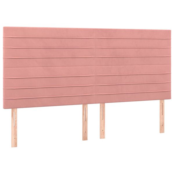 vidaXL Cabeceira Rosa 160x5x118/128 cm Veludo