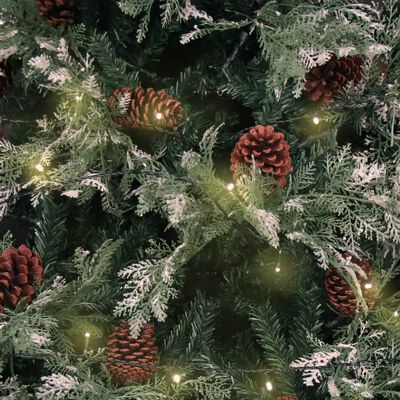 vidaXL Árvore Natal pré-iluminada c/ pinhas 195 cm PVC/PE verde/branco