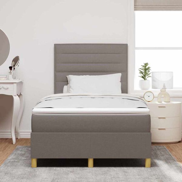 vidaXL Cama Box com colch&atilde;o Cinzento-acastanhado 120 x 190 cm tecido