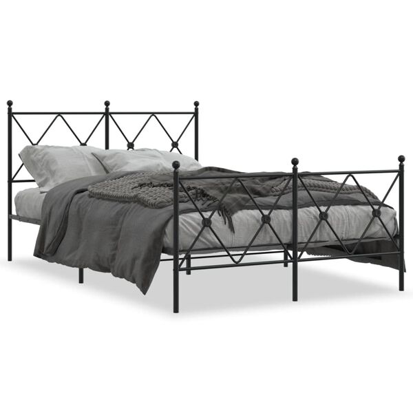 vidaXL Estrutura de cama com cabeceira e pés 120x190 cm metal preto