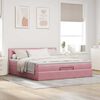 vidaXL Estrutura de cama otomana com colch&atilde;o 200x200 cm veludo rosa