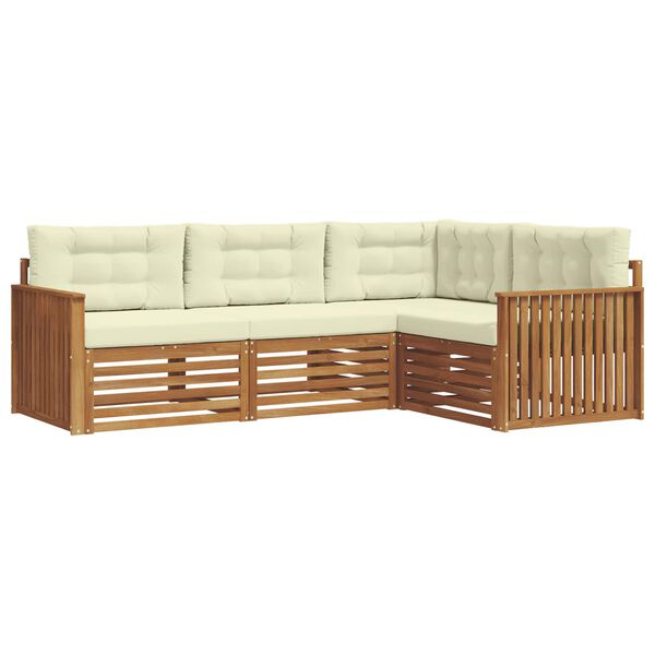 vidaXL Conjunto de Sof&aacute;s para Exterior 4 pcs Natural e Creme