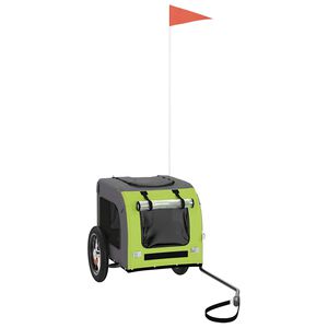 vidaXL Reboque de bicicleta p/ animais tecido oxford/ferro verde/cinza