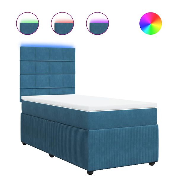 vidaXL Cama boxspring com colch&atilde;o 90x200 cm veludo azul