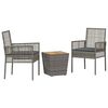 vidaXL Conjunto Bistro de Jardim 3 unid. Cinzeto vime PE