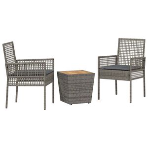 vidaXL Conjunto Bistro de Jardim 3 unid. Cinzeto vime PE