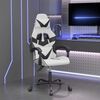 vidaXL Cadeira gaming girat&oacute;ria couro artificial branco e preto
