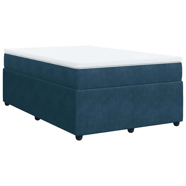 vidaXL Cama boxspring com colch&atilde;o 120x200 cm veludo azul-escuro