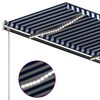 vidaXL Toldo autom&aacute;tico c/ LED e sensor de vento 3x2,5 m azul e branco