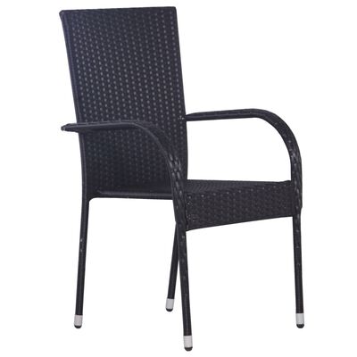 vidaXL Cadeiras de exterior empilháveis 2 pcs vime PE preto