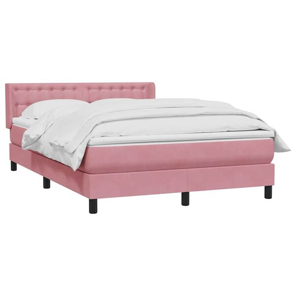 vidaXL Cama com molas/colch&atilde;o 140x210 cm veludo Rosa