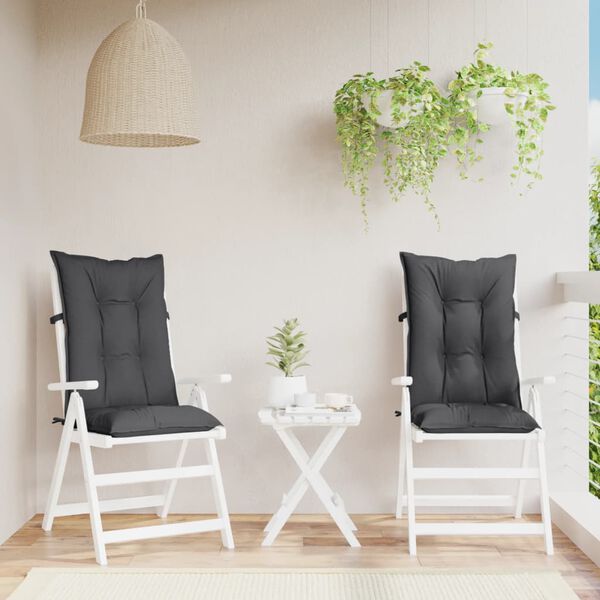 vidaXL Almofadões para cadeiras altas 2 pcs mesclado tecido antracite