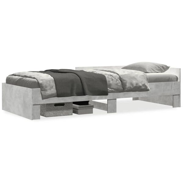 vidaXL Estrutura de cama 90x190 cm derivados de madeira cinza cimento